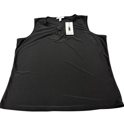 Nine West Womens Black Sleeveless Twist Keyhole Neck Tank Top Size 1X NMSRP $49