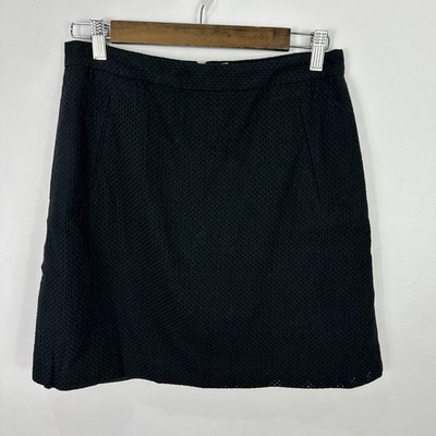 Halogen Textured Black Mini Skirt Womens 6 Clean Girl Minimalist Capsule Office