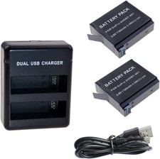 Battery 2 Pack and Daul Charger for Gopro Hero 4 Black Gopro HEROR4 Silver and