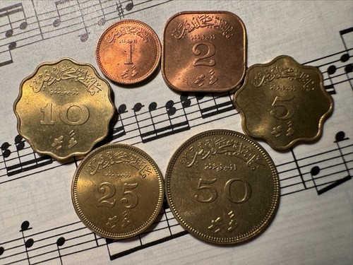 MALEDIVEN 1960 kompletter 6er Kursmünzensatz KM43-48 1 Jahr Typen sehr selten in TOP GRADE!