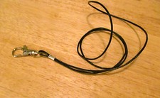 HANDMADE 2 mm round BLACK LEATHER LANYARD ID BADGE HOLDER 31"