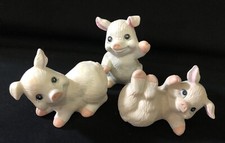 Set of 3 Cute Vintage Happy Smiling PIGS PIG Figurines Posed Shelf Sitters EUC