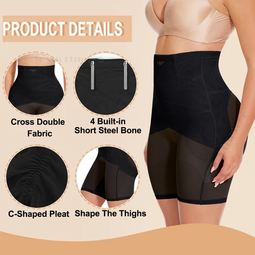 Bauchkontrolle hochtaillierte Shorts Gürtelhose Body Shaper Oberschenkel schlanker Shapewear - Bild 6 von 32