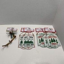 5 Metal Ornaments Tree Farm  Christmas Trees 5   1 Deer Antler Ornament
