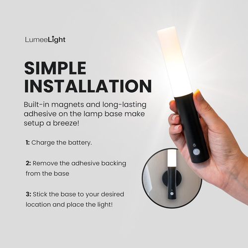 Motion Sensor Night Lights, Magnet Body Hallway Rechargeable LED Wireless Wall S - Picture 4 of 6