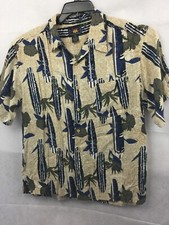 Mens Route 66, Large Button Down Tropical Print Shirt