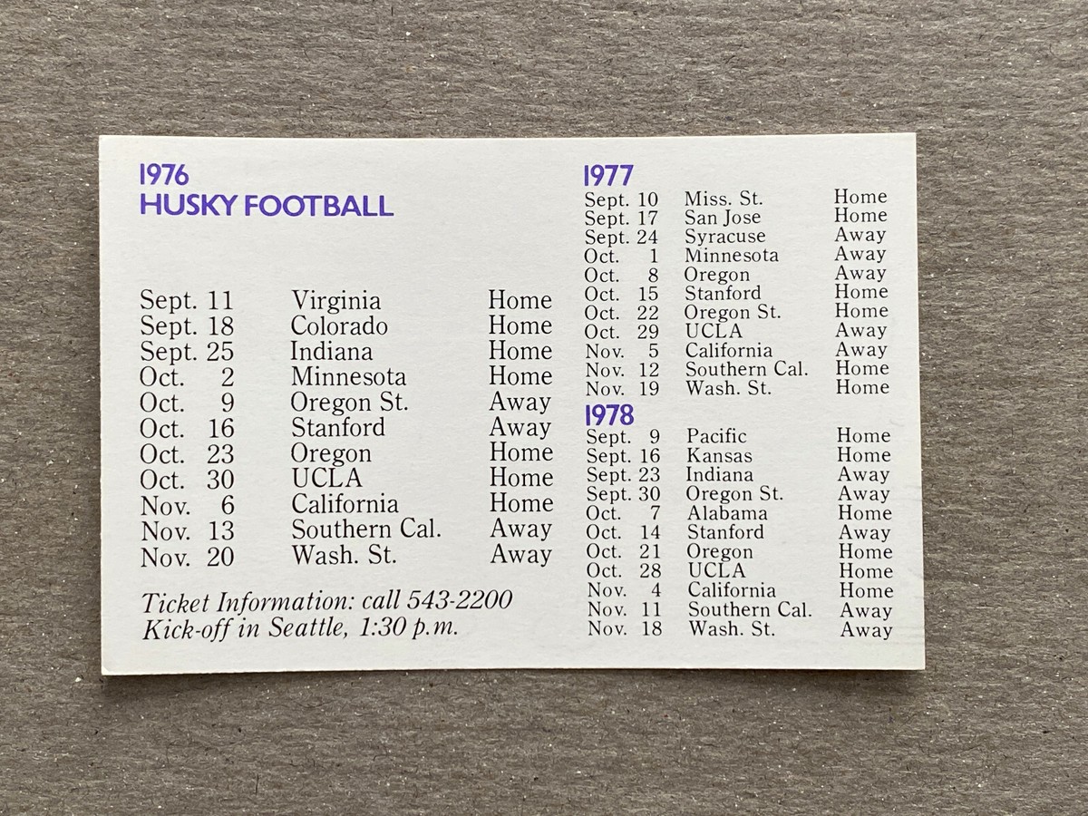 cfb-1976-washington-huskies-football-schedule-college-university-of-ebay
