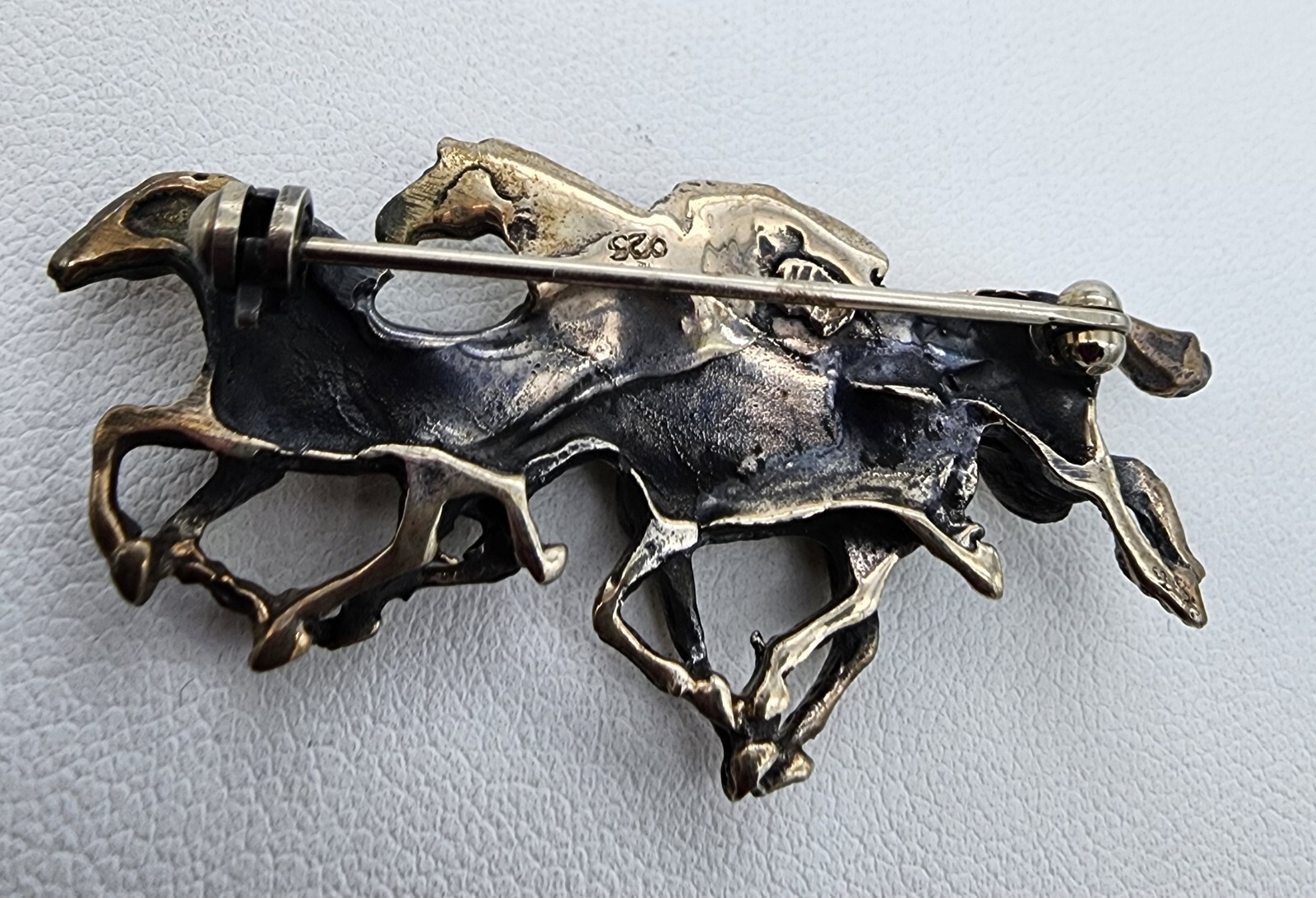 Sterling Silver 925 Solid 4 Horse Equestrian Broo… - image 4