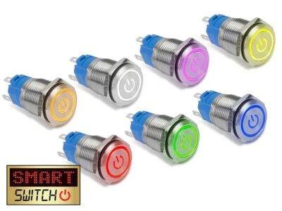 SMARTSWITCH 22mm Angel Eye® Power DPDT Stainless Steel Push Button LED Metal Switch AE22