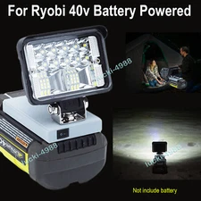 Cordless LED Work Light Spotlight for Ryobi 40V Li-ion Battery 2500LM Bright US