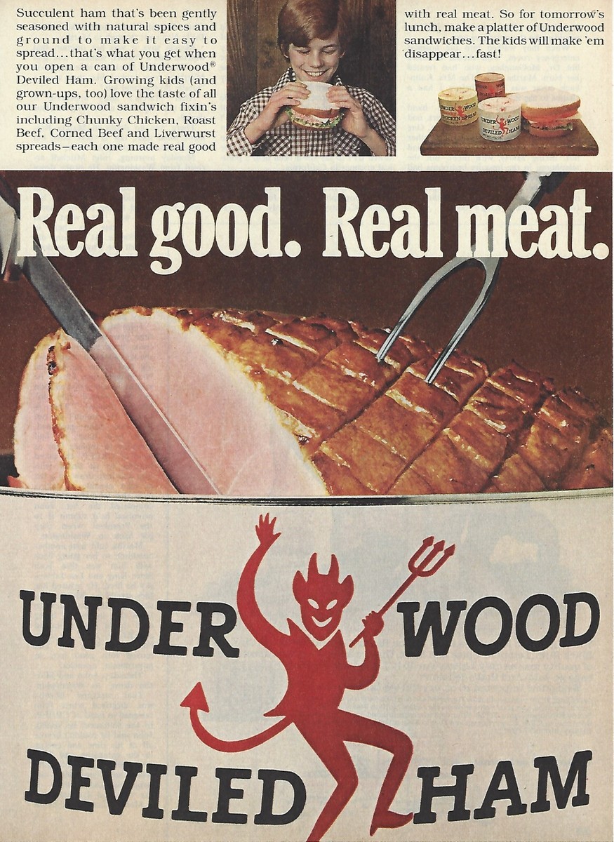 Vintage Deviled Ham Can Underwood Deviled Ham 1956 Print Ad 1950s