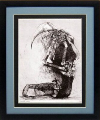 Tableau Encadré Beksinski - Affiche Burning Ship, Art Surréaliste, 20x15 Pouces