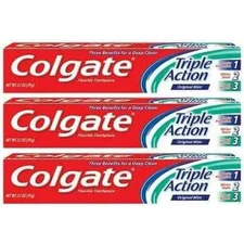 Colgate Triple Action Anticavity Fluoride Toothpaste, Original Mint,2.5