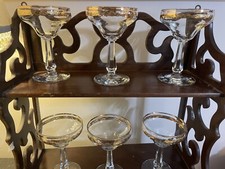 "Vaso de cóctel de licor 6 Libbey Glass Company borde dorado en cuenco vidrio soplado de 5 1/8"""