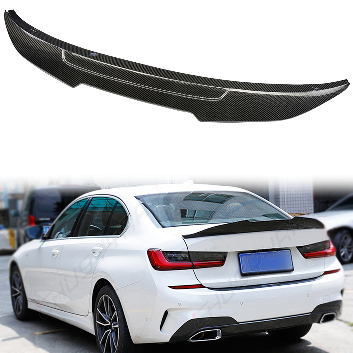 cciyu PSM Style Rear Trunk Lip Spoiler Wing Fits for 2006-2011 for BMW E90 3 -Series 4 Door Sedan & 2008-2011 for BMW M3 Sedan Racing Trunk Spoiler(Carbon Fiber Glossy Black