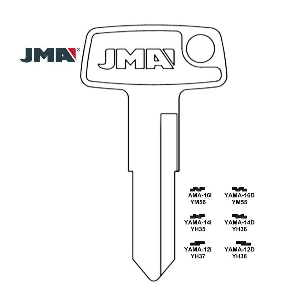 JMA Uncut Key Blank Fits for Kawasaki Motorcycle - X255 - YAMA-14D