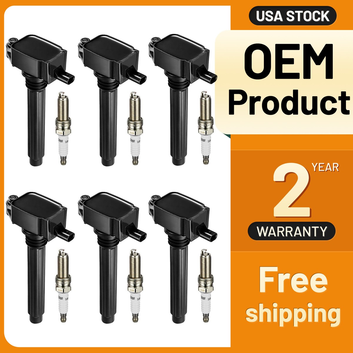 6pcs Ignition Coil+Spark Plug UF807 For Dodge Ram Chrysler 3.6L 2016