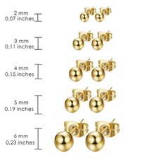 Pair Stainless Steel Stud Earrings Small Round Ball Ear Studs Women 2mm-6mm UK