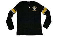 Junk Food Mens NFL Pittsburgh Steelers Huddle Henley Shirt New S, M, L, XL