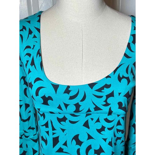 Diane Von Furstenberg Dress 2 Silk Tunic Short Teal Black - Picture 4 of 8