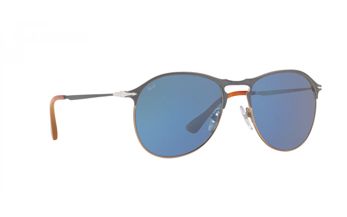RARE Genuine PERSOL Blue Glass Lens Metal Aviator Sunglasses PO 7649-S 107156 53