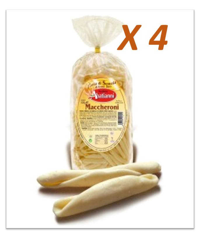 ""ABATIANNI"" 2 KG maccheroni 100% Italian durum wheat semolina pasta (500G X 4)