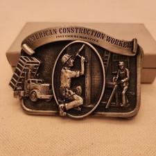 American Construction Worker Belt Buckle 1983