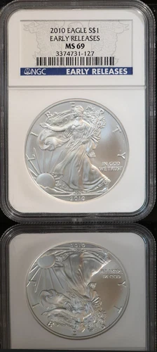 2010 American Silver Eagle S $1 NGC MS69 Early Releases Blue Label Free Shipp