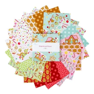 Charm Pack 5" Stacker 42pc Riley Blake “Gingerbread Kisses" Christmas