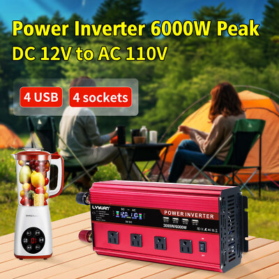 3000w 6000w Power Inverter Dc 12v To Ac 110v 120v Converter Caravan Camp Vehicle