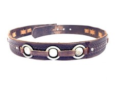 Joed Embossed Brown  Dark Brown Nickel Plated Brass Rings Leather Belt Size 34