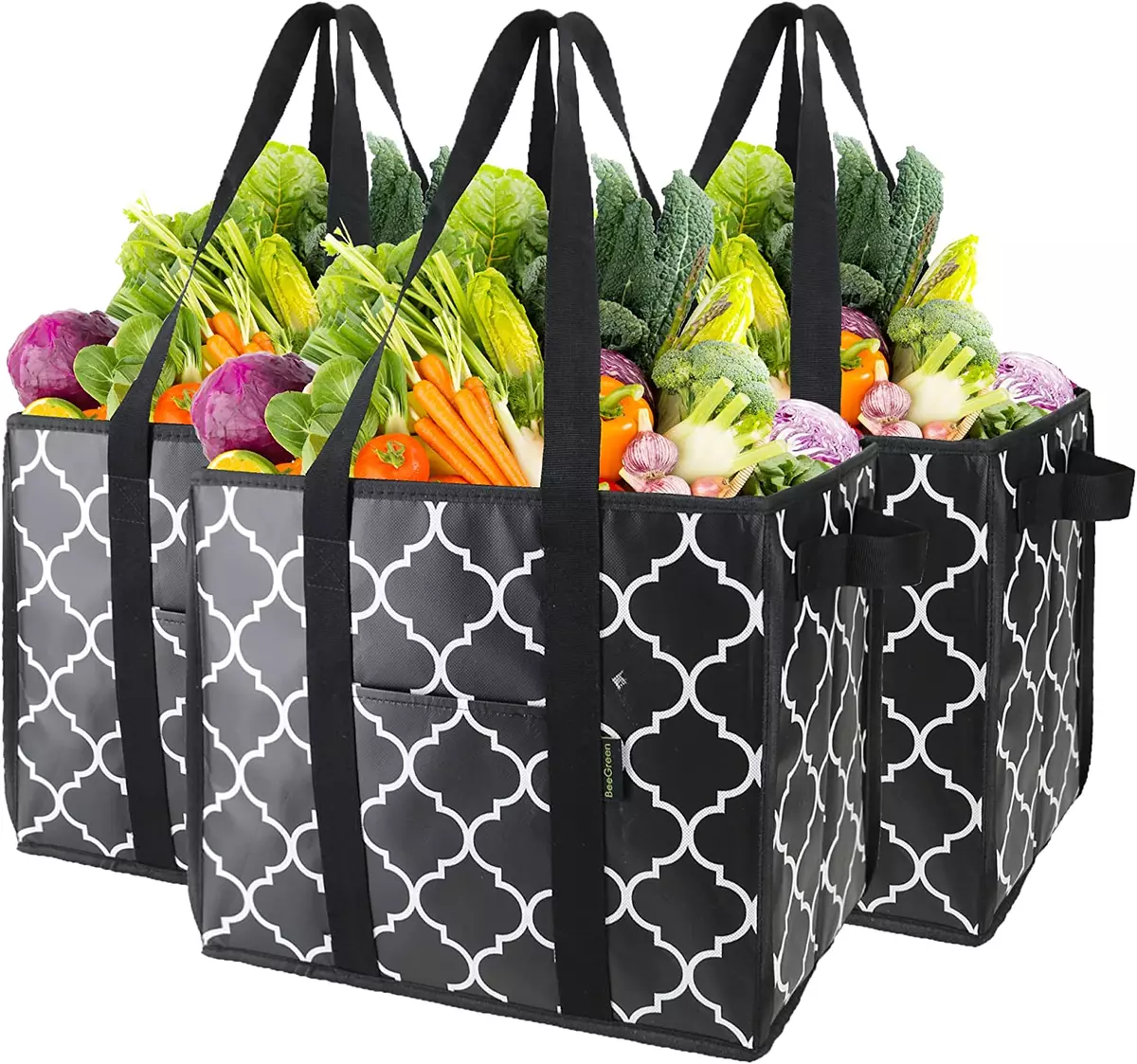 Beegreen 3 Pack Reusable Grocery Box Bags Bulk Heavy Duty