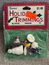 Vintage Darice Holiday Trimmings Snow Scene 1610-63 1810-83 snowman sled skaters