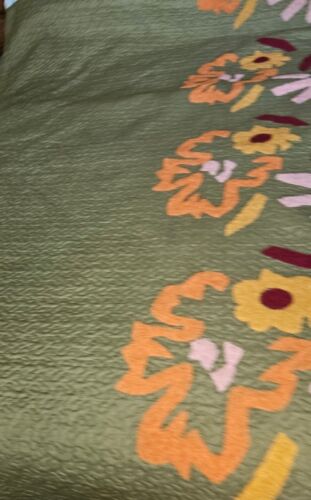 RARE CURIO Collection Super Soft 3 pc Bedspread Set Green With Chenille Pattern - Picture 3 of 18