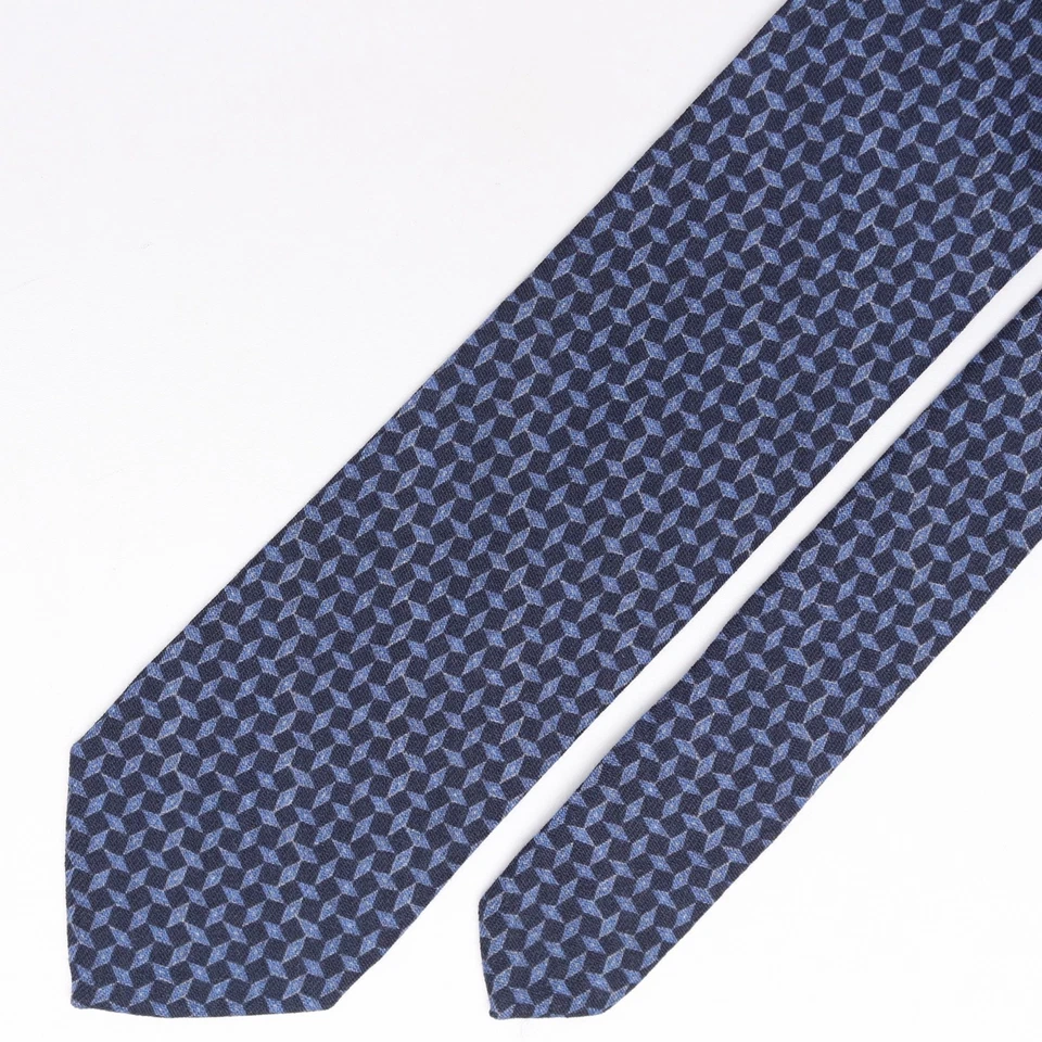 Corbata de lana Gladson para hombre azul marino claro estampado de diamantes corbata tejida suave Italia Foto 2 de 4