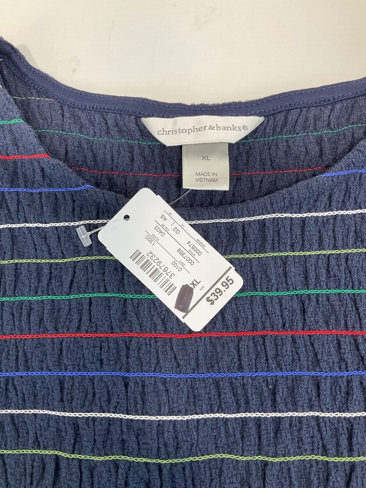 Womens M, MP, XL Christopher & Banks Striped Tank Top Blue Lightweight ...