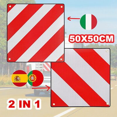 2 Stk. Warntafeln Warnschild Reflektierend Italien Spanien PVC Heckträger IT ES