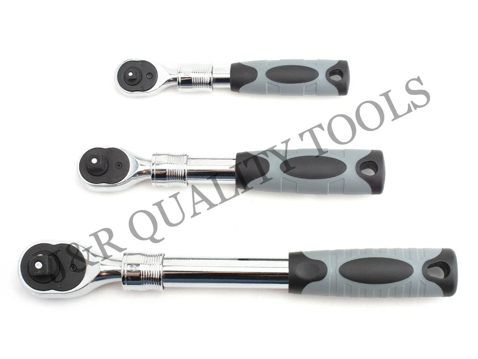 3 PC SET 1/2", 3/8" & 1/4" TELESCOPIC RATCHET HEAVY DUTY EXTENDABLE MECHANICS - Image 3 of 4