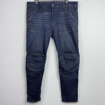 GStar RAW Jeans Mens 36x32 Dark Wash 3D Slim Button Fly Straight Moto Streetwear