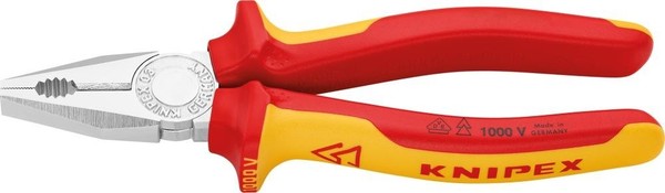 Knipex Kombizange Zange Seitenschneider 160Mm Isoliert Verchromt VDE 03 06 160-image