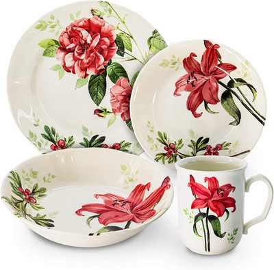 Tudor Royal 24-Piece Dinnerware Set for 6 - Rosemary Floral Design