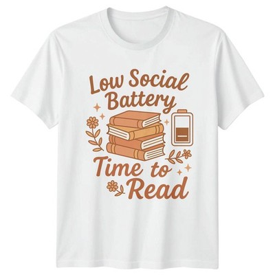 Low Social Battery Time To Read Lesen Hobbys Herren Damen Grafik T-Shirt