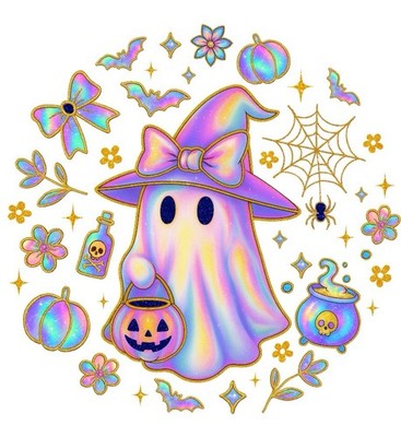 Ghost Sticker (3 Inch) Halloween Spooky Cute Shiny Ghost Holographic Iridescent