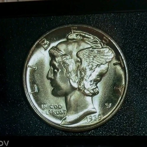 1939-D Gem BU Mercury Dime w/ Full Bands - 90% Silver - Free Shipping!