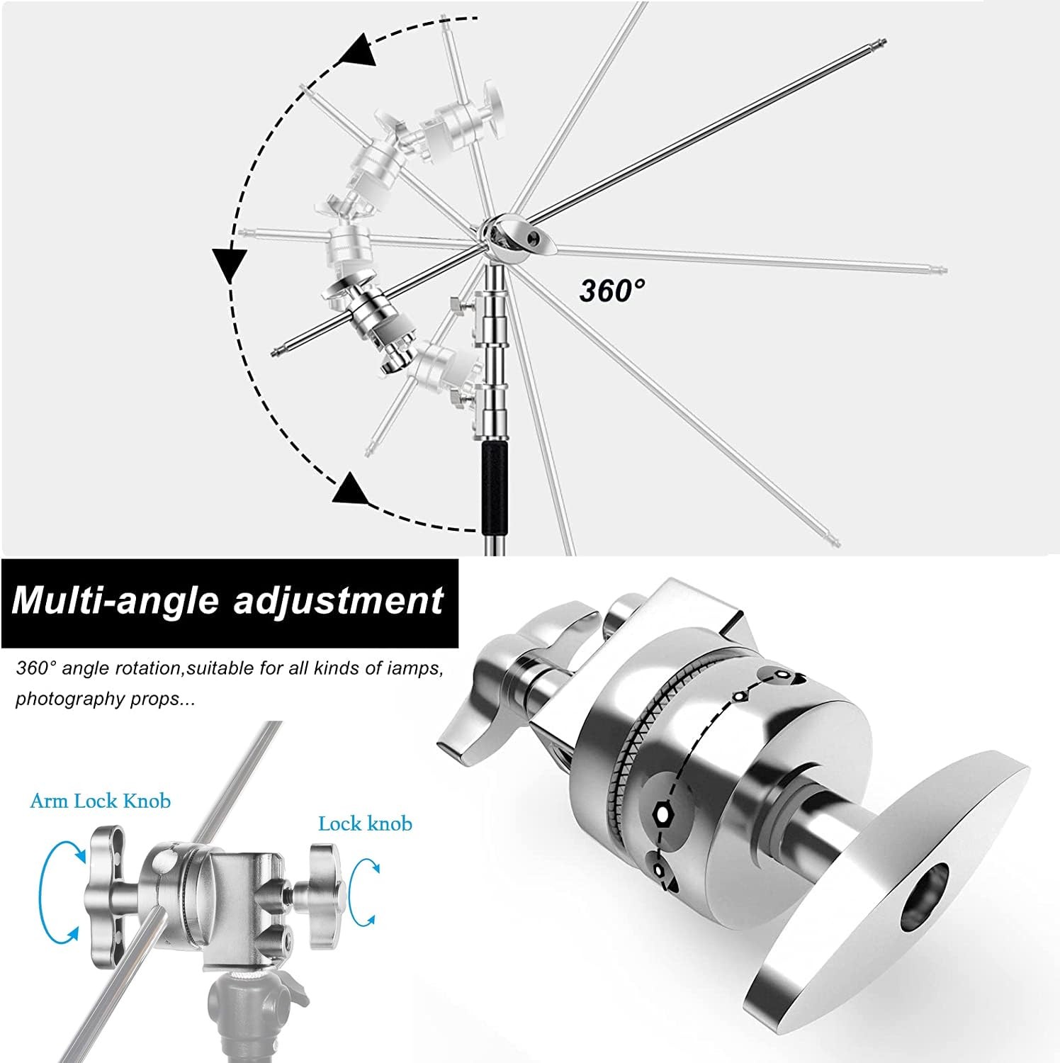 Heavy Duty C Stand 10.8ft/330cm with Holding Arm Carry Bag Sandbag 3*Clip 2*G...