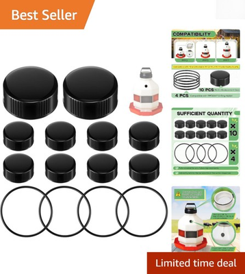 #ad Complete Poultry Fountain Parts Kit 10 Caps amp; 4 Black O Rings for Clean Water $11.69