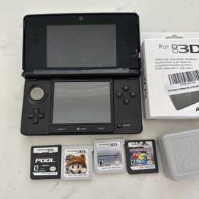 Nintendo 3DS Black /Gray System Mario Kart 7, Super Mario 3D Land Pool Museum DS