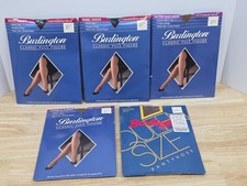 VTG Burlington Classic Full Figure Queen 3 Sheer Pantyhose LOT of 5