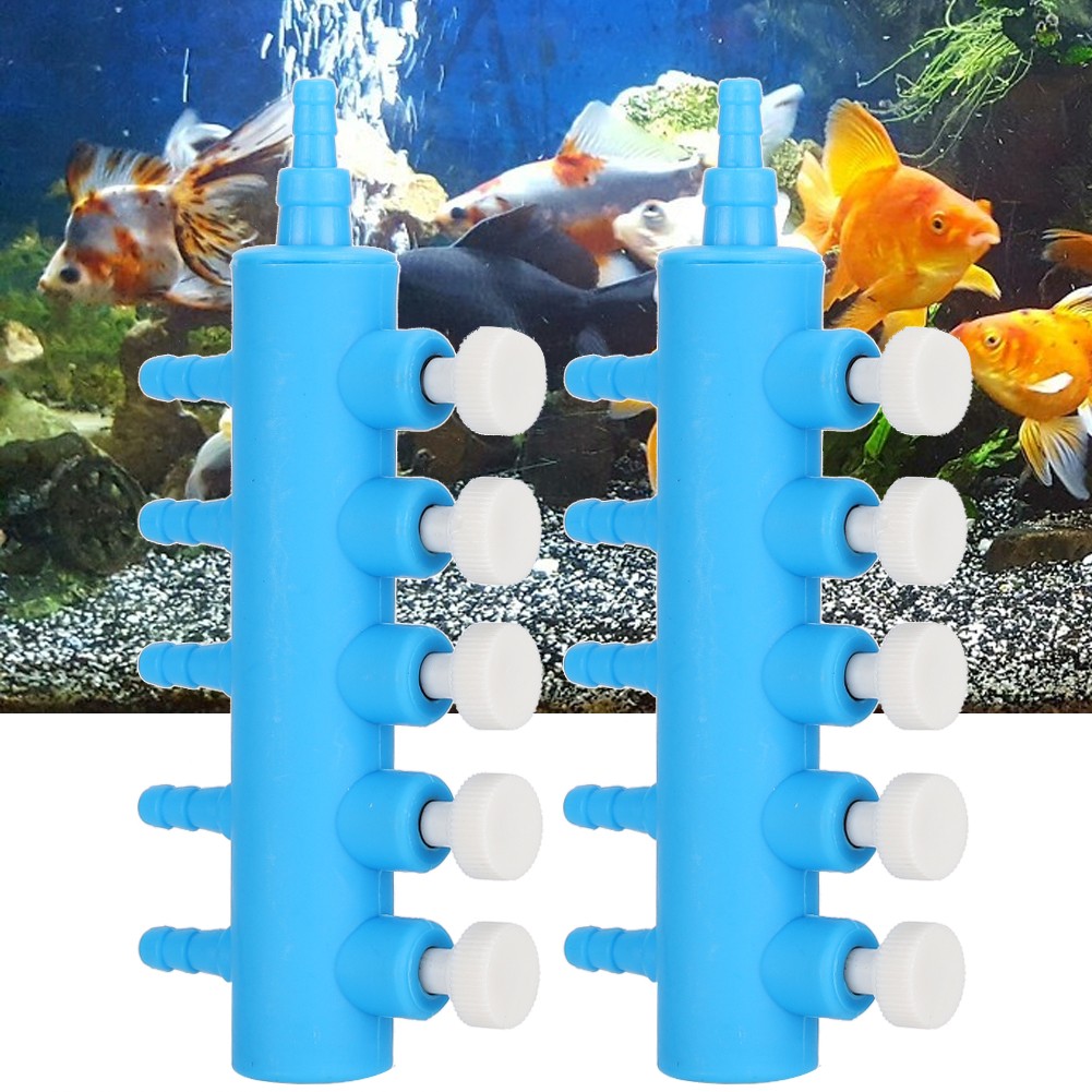 2pcs Fish Tank Air Splitter For Aquarium Oxygen Pump Blue White Excellent
