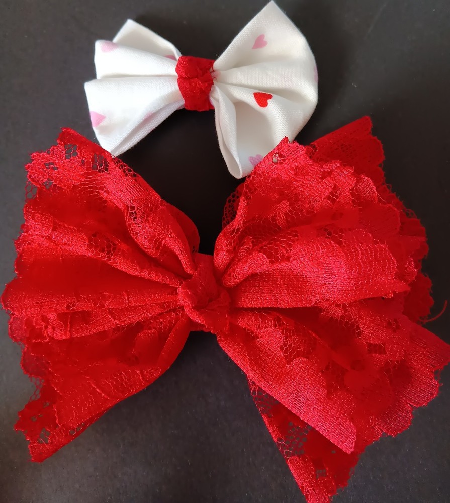 DOG HARNESS DRESS  RED Hearts WITH RED LACE       NEW HANDMADE  FREE SHIPPING